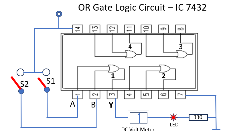 Experiment 2 that proved the OR Gate logic function 5 OR gate circuit schematic for the experiment